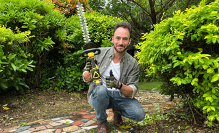 battery-powered hedge trimmer