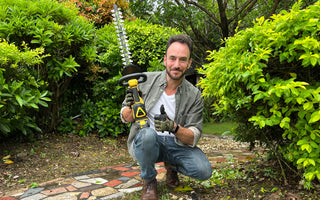 battery-powered hedge trimmer