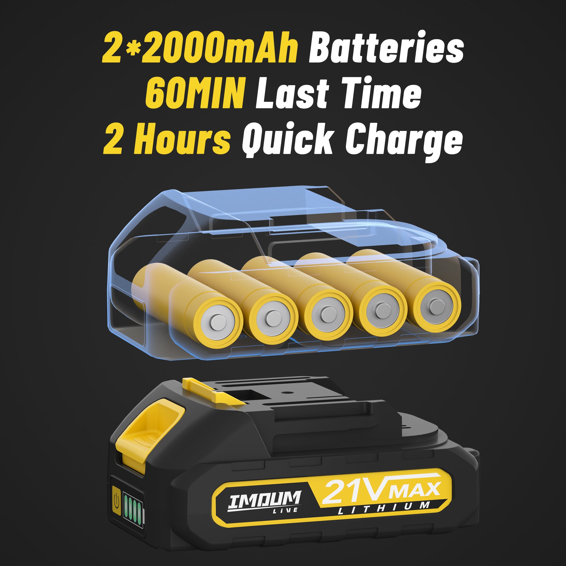Mini tronçonneuse à batterie Imoum Live 8 pouces avec 2 batteries