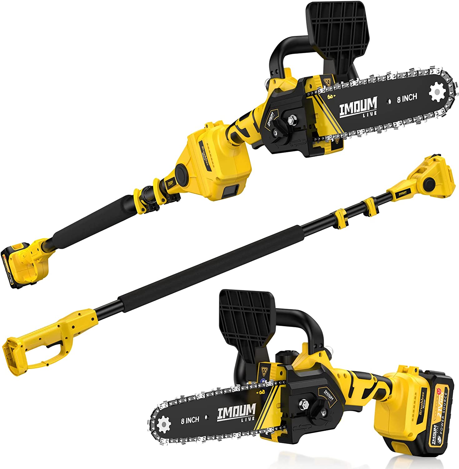 IMOUM 2-in-1 Brushless Electric Pole Saw & 8 Inch Mini Chainsaw - Imoum