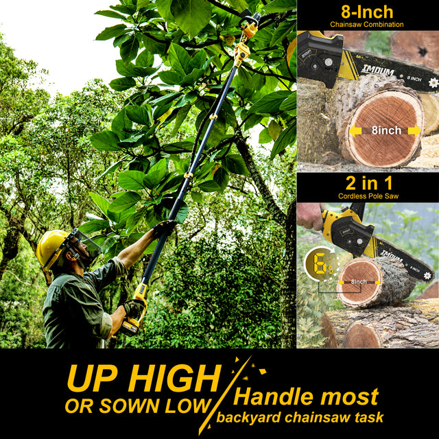 IMOUM 2in1 Brushless Electric Pole Saw & 8 Inch Mini Chainsaw Imoum