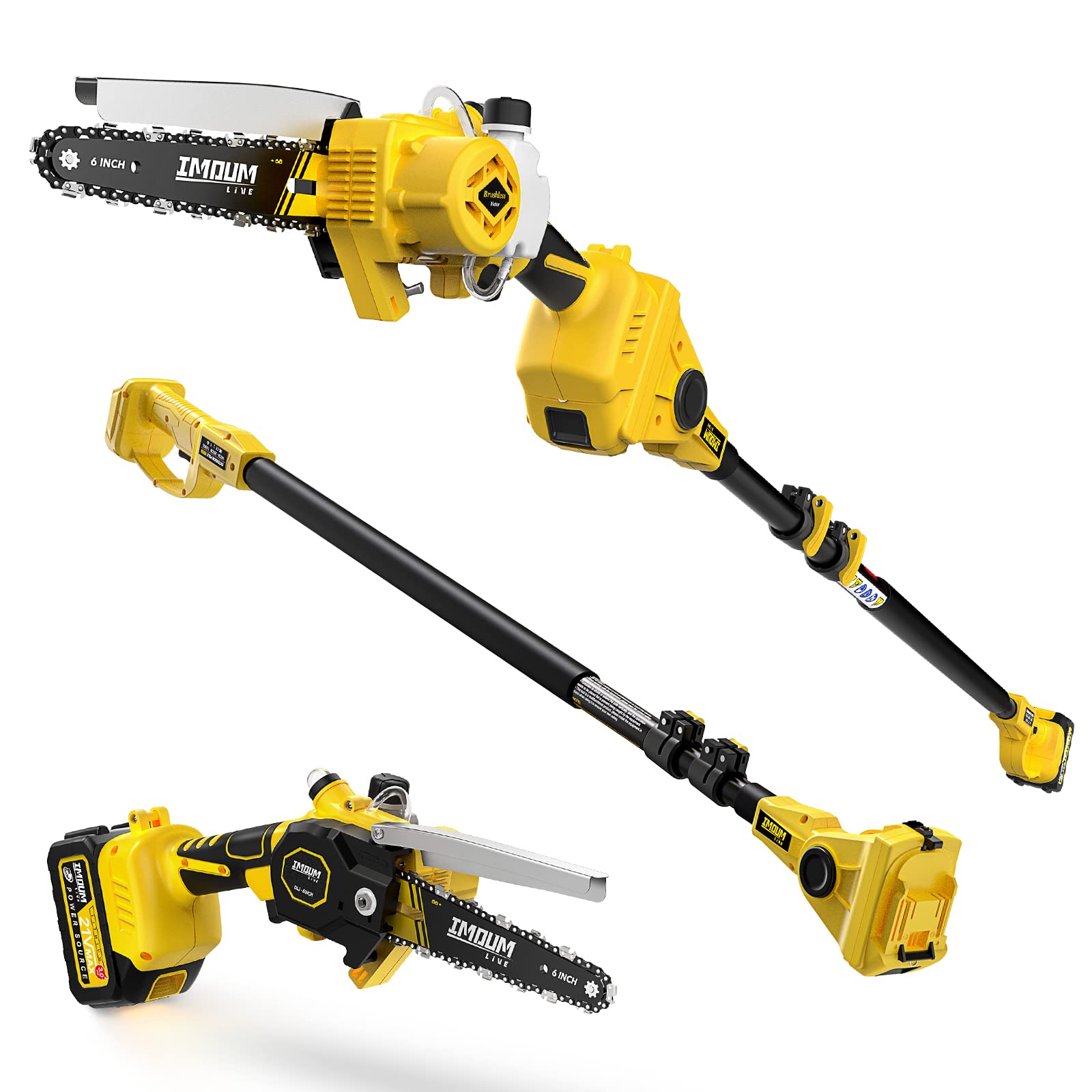 2-in-1 Brushless Pole Saw & 6 Inch Mini Chainsaw
