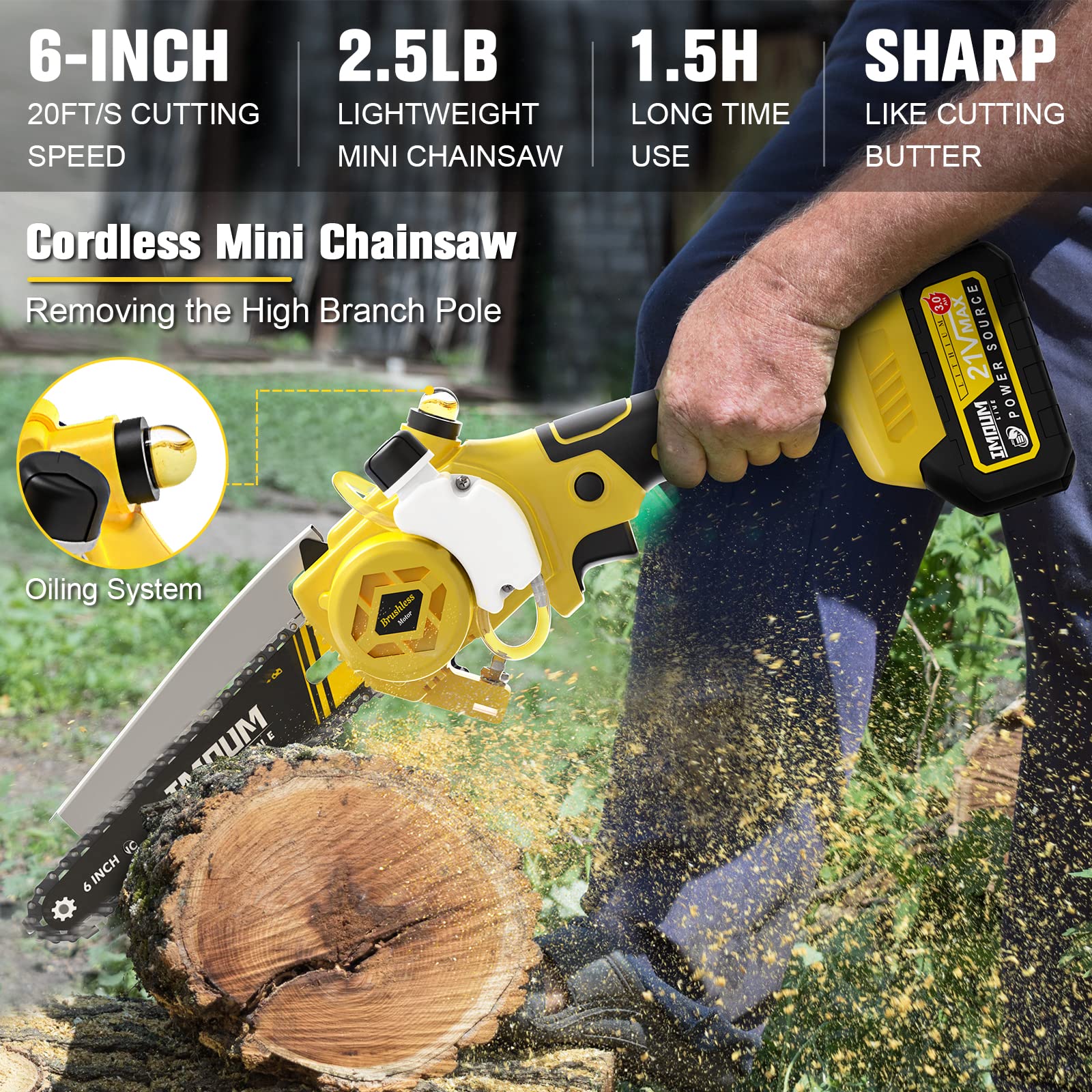 2-in-1 Brushless Pole Saw & 6 Inch Mini Chainsaw – Imoum